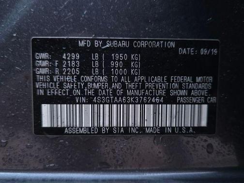 Magnetite Gray Metallic 2019 Subaru Impreza 2.0i