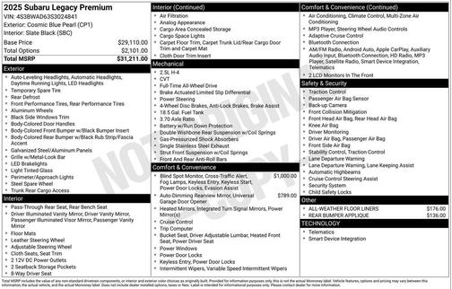 2025 Subaru Legacy Premium