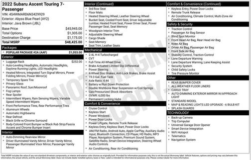 2022 Subaru Ascent Touring 7-Passenger