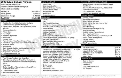 Autumn Green Metallic 2025 Subaru Outback Premium