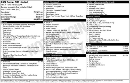 2022 Subaru BRZ Limited