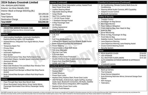 Ice Silver Metallic 2024 Subaru Crosstrek Limited