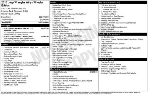 2015 Jeep Wrangler Willys Wheeler