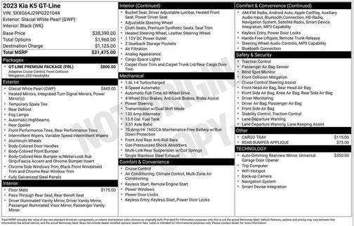 Glacial White Pearl 2023 Kia K5 GT-Line
