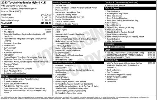 2023 Toyota Highlander Hybrid XLE