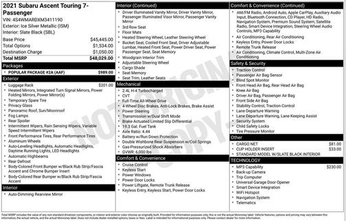 2021 Subaru Ascent Touring 7-Passenger