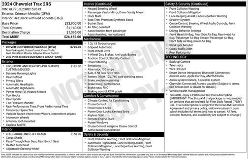 Crimson Metallic 2024 Chevrolet Trax FWD 2RS