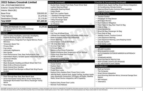 2022 Subaru Crosstrek Limited
