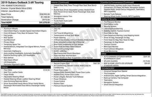 2019 Subaru Outback 3.6R Touring