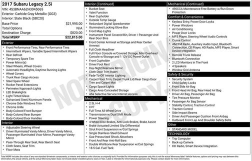 2017 Subaru Legacy Base