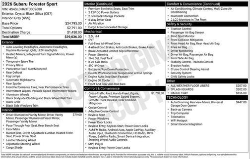 Crystal Black Silica 2026 Subaru Forester Sport