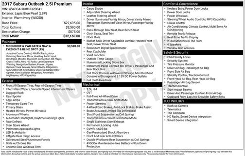 2017 Subaru Outback 2.5i Premium