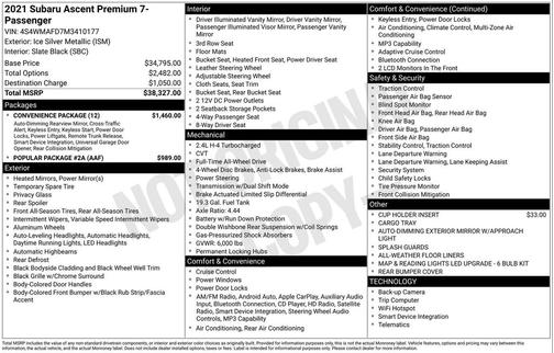 2021 Subaru Ascent Premium 7-Passenger