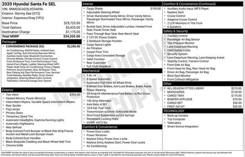 2020 Hyundai SANTA FE SEL 2.4