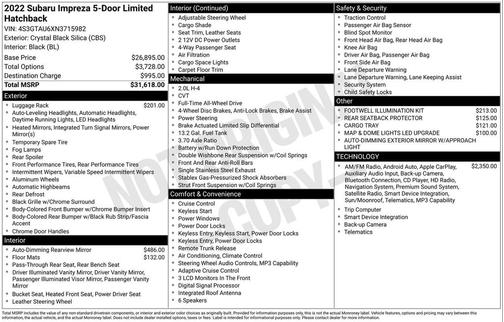 2022 Subaru Impreza Limited