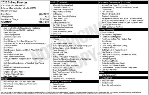2025 Subaru Forester Base
