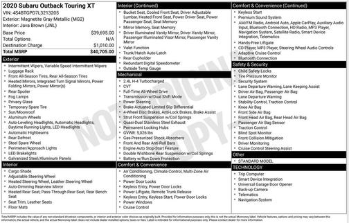 2020 Subaru Outback Touring XT