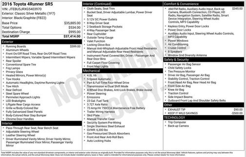 Classic Silver Metallic 2016 Toyota 4Runner SR5