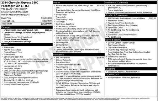2014 Chevrolet Express 3500 LT