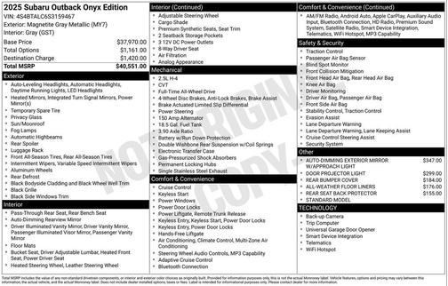 Magnetite Gray Metallic 2025 Subaru Outback Onyx Edition