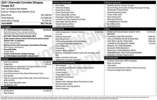 2021 Chevrolet Corvette Stingray w/2LT