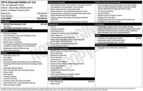 2014 Chevrolet Malibu 1LS