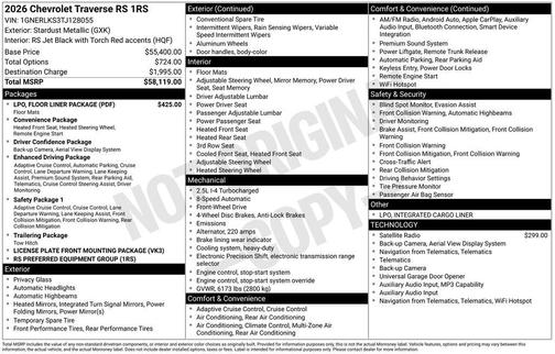 2026 Chevrolet Traverse RS