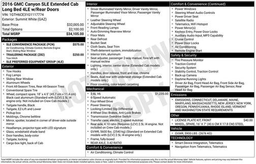 2016 GMC Canyon SLE