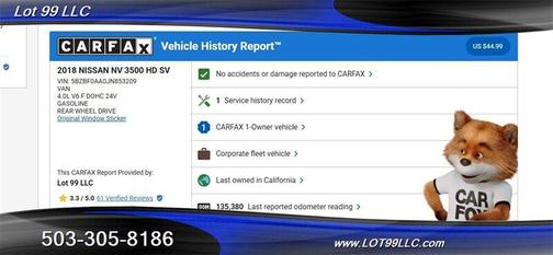 2018 Nissan NV Passenger NV3500 HD SV V6/SV V8