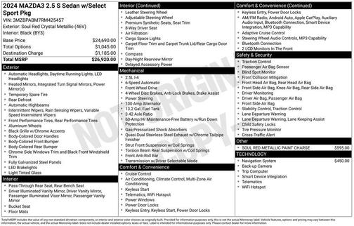 Soul Red Crystal Metallic 2024 Mazda Mazda3 2.5 S Select Sport