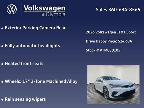 Pure White 2026 Volkswagen Jetta 1.4T S