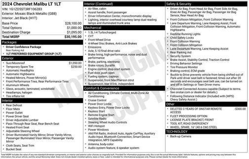 Mosaic Black Metallic 2024 Chevrolet Malibu FWD 1LT