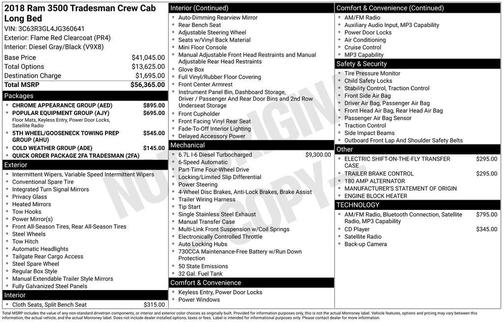2018 RAM 3500 Tradesman Crew Cab 4x4 8' Box