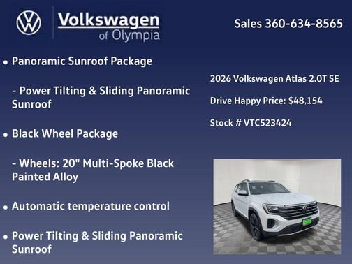 2026 Volkswagen Atlas 2.0T SE w/Technology 4MOTION