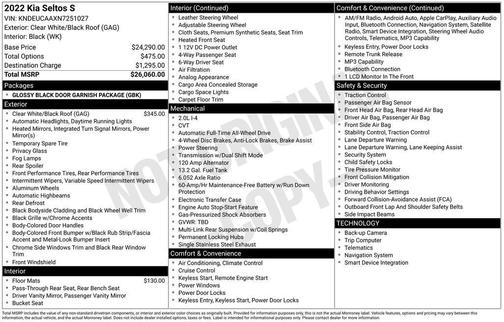 Clear White/Black Roof 2022 Kia Seltos S