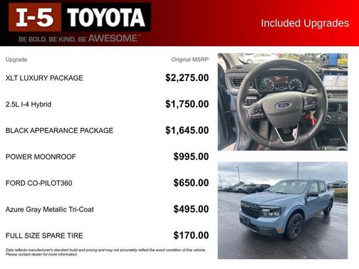 Azure Gray Metallic Tri-Coat 2024 Ford Maverick XLT