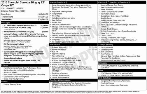 2016 Chevrolet Corvette Stingray Z51