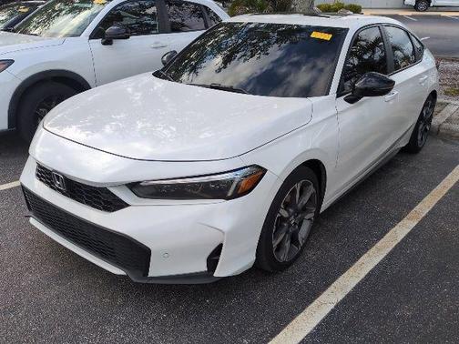 Platinum White Pearl 2025 Honda Civic Hybrid Sport Touring