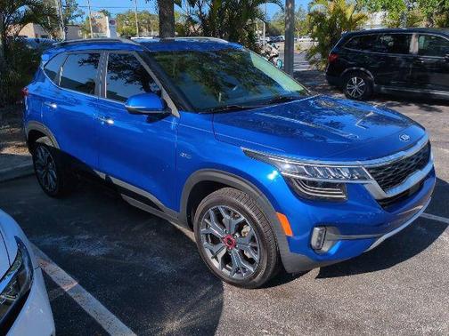 Neptune Blue 2021 Kia Seltos SX Turbo