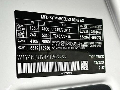 2025 Mercedes-Benz Sprinter 2500 170 WB High Roof Extended Cargo