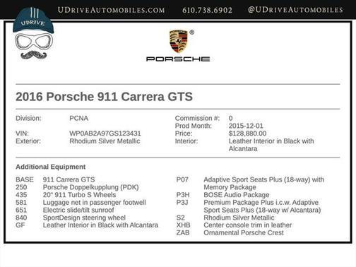 2016 Porsche 911 Carrera GTS