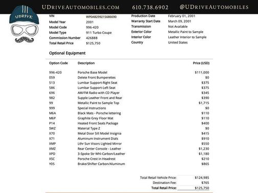 2001 Porsche 911 Carrera Turbo