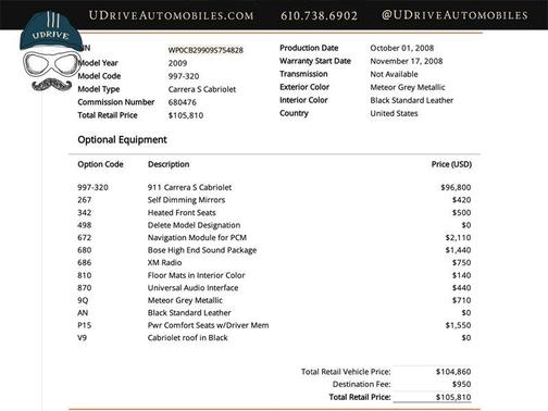 2009 Porsche 911 911 Carrera Cabriolet