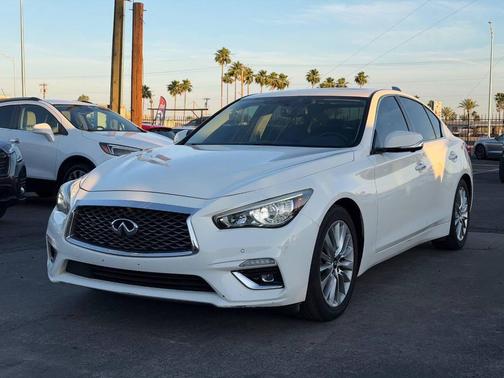 Pure White 2021 INFINITI Q50 3.0t LUXE