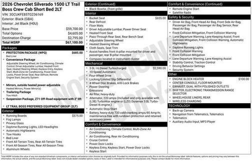 Black 2026 Chevrolet Silverado 1500 LT Trail Boss