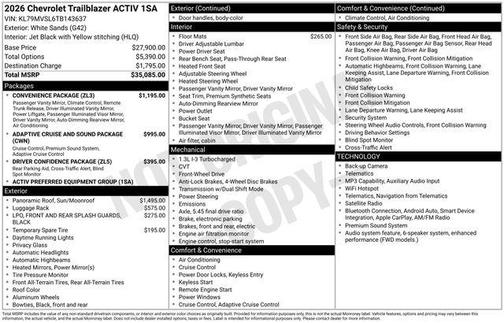 White Sands 2026 Chevrolet Trailblazer ACTIV