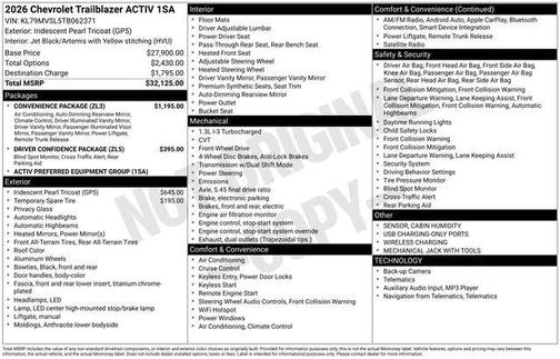 Iridescent Pearl Tricoat 2026 Chevrolet Trailblazer ACTIV