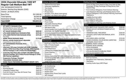 Sterling Gray Metallic 2026 Chevrolet Silverado 1500 WT