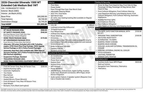 Black 2026 Chevrolet Silverado 1500 WT