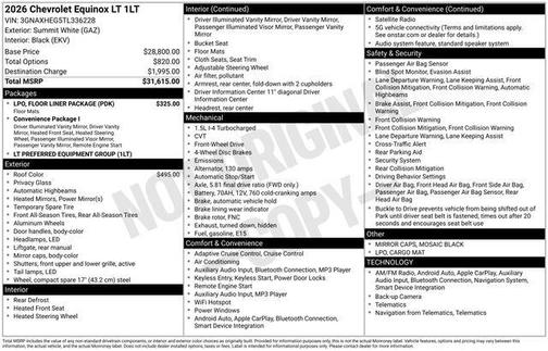 Summit White 2026 Chevrolet Equinox 1LT